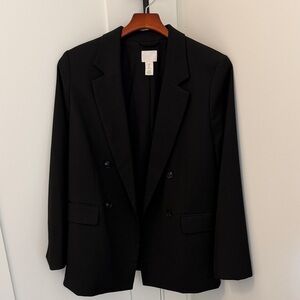 H&M Black Double-Breasted Women's Blazer Jacket